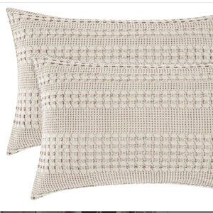 PACIFIC HOME FASHION 100% Cotton Waffle Pillowcases 2 Pack Breathable 20 X 30